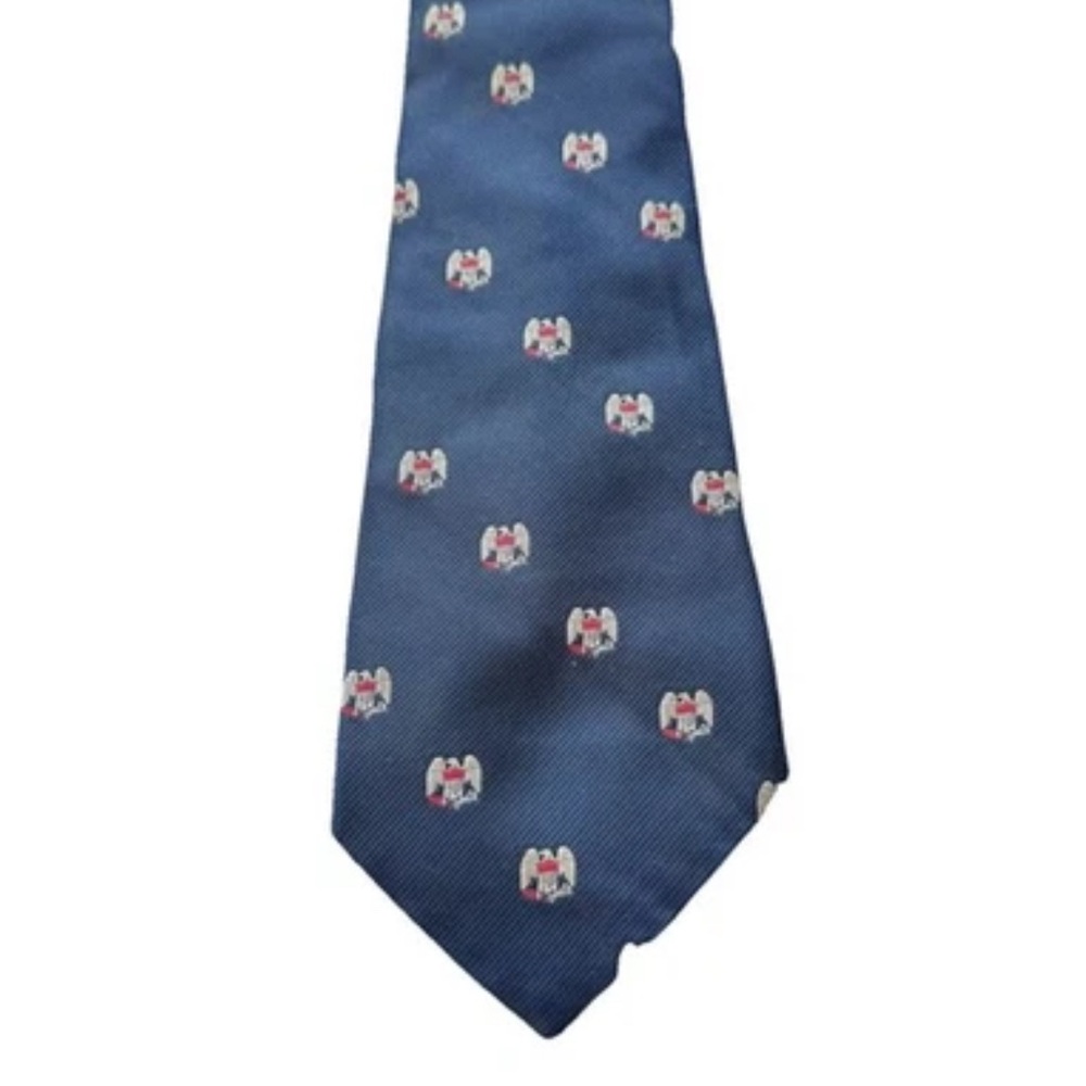 Vintage Navy Blue Eagle Print Necktie